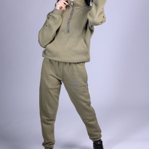 The Half-Zip Women Jogger Set Green