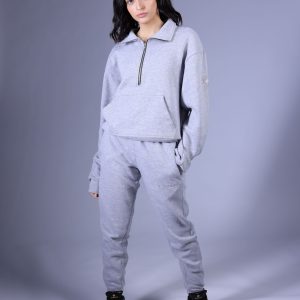The Half-Zip Women Jogger Heather Grey
